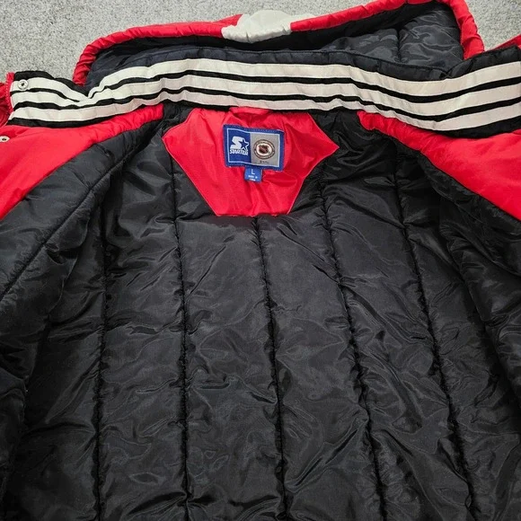 Vintage Starter‎ Detroit Red Wings Jacket NHL Full Snap Puffer Coat Mens Large